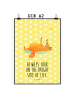 Mr. & Mrs. Panda Wandschmuck Fuchs Sterne mit Spruch in Gelb Pastell