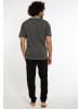 CiTO Schlafanzug - T-Shirt mit Hose lang mit Bund Night & Home in Grau / Schwarz