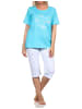 NORMANN Schlafanzug kurzarm Capri Pyjama Pyjamahose Herz print - 85062 in hellblau