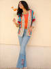 Sieh an! Ajourstrickjacke in sand-erdbeere-gemustert