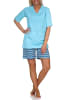 NORMANN Shorty Pyjama kurz und gemusterten Shorts strahlenden - 79795 in blau