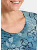 GOLDNER Jerseyshirt Druckshirt mit floralem Muster in blau / gemustert