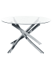 Beliani Esszimmertisch MARAMO in Silber/Transparent - (W) 120 x (H) 75 x (L) 120 cm