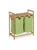 relaxdays Wäschekorb Regal in Natur/ Grün - (B)64 x (H)73 x (T)33 cm