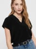 JACQUELINE de YONG Bluse Regular Fit V-Ausschnitt Kurzarm Basic in Schwarz