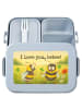 Mr. & Mrs. Panda Lunchbox Bienen Paar Design mit Spruch in Blau Pastell