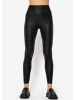 SASSYCLASSY High-Rise Lederleggings mit breitem Bund in Schwarz Gemustert
