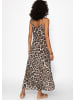 SASSYCLASSY Leicht transparentes Musselin Beach Kleid mit Leo-Print in Beige