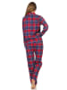 NORMANN Flanell Pyjama Schlafanzug kariert Knopfleiste und Hemdkragen - 50423 in Blau