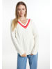 DreiMaster Damen Strickpullover in Wollweiss Rot