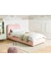 Beliani Einzelbett BLAGNAC in Rosa/Braun - (W) 110 x (H) 98 x (L) 227 cm