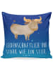 Mr. & Mrs. Panda 40 x 40 Kissen Sternzeichen Stier mit Spruch in Sternenhimmel Blau