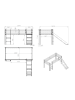 58 aufm Kessel KINDERBETT mit Rutsche Karolina 210x114x218 aus Massivholz in grau