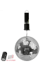 SATISFIRE Discokugel 20cm mit Batteriemotor Spiegelkugel Party Set in silber