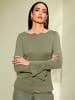 creation L Langarm-Pullover in khaki-schilf-meliert