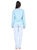 NORMANN langarm Schlafanzug Pyjama Katzen und karierter Jersey Hose - 66203 in hellblau