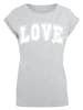 F4NT4STIC Extended Shoulder T-Shirt Love University Valentinstag Herz in grau meliert
