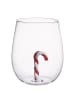 Butlers Trinkglas MERRY & JOY Candy Cane in Durchsichtig