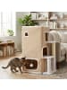 relaxdays Katzenhaus in Beige/ Weiß - (B)43 x (H)83,5 x (T)34 cm