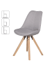 KADIMA DESIGN 2er Set Retro Esszimmerstuhl LIMA Hellgrau Polsterstuhl Stoff-Bezug in Grau