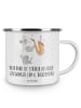 Mr. & Mrs. Panda Camping Emaille Tasse 8. Hochzeitstag Blechhoch... in Weiß