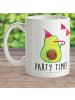 Mr. & Mrs. Panda Tasse Avocado Party Zeit mit Spruch in Weiß