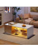 ABRIHOME Hochglanz Couchtisch mit LED-Licht in Weiß - (B)105 x (H)36 x (T)50 cm