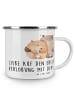 Mr. & Mrs. Panda Camping Emaille Tasse Verlobung Glaube mit Spruch in Weiß