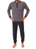NORMANN Frottee Pyjama Schlafanzug Bündchen Streifen - 67662 in rot
