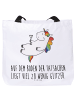 Mr. & Mrs. Panda Schultertasche Einhorn Blümchentail mit Spruch in Weiß
