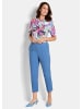GOLDNER Elegante 7/8-Hose mit Biesen in blau