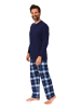 NORMANN Schlafanzug lang Pyjama FlanellHose Karo - 88249 in navy2