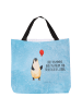 Mr. & Mrs. Panda Damen Schultertasche Pinguin Luftballon mit Spruch in Eisblau