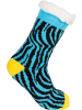 styleBREAKER ABS Kuschelsocken mit Animal Print in Zebra-Gelb-Blau-Schwarz