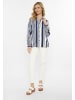 Usha Women Blouse in white navy blue