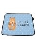Mr. & Mrs. Panda Laptop Tasche Bär Baby mit Spruch in Blau Pastell