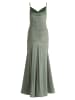 Vera Mont Abendkleid mit Wasserfallausschnitt in Dark Green/Grey
