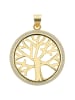 Adeliás Damen Anhänger Lebensbaum aus 925 Silber mit Zirkonia in gold