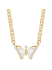 Yokoamii Kette Schmetterling aus Messing mit Zirkonia Perlmutt in gelbgold