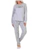 NORMANN Schlafanzug Pyjama langarm Sterne Optik - 88019 in grau