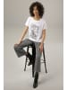 Aniston CASUAL Shirtbluse in weiß-helltaupe-dunkeloliv