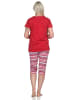 NORMANN Capri Schlafanzug kurzarm Pyjama Anker und Ringeln in rot