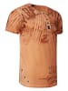 Rusty Neal Rundhals T-Shirt mit Front & Back Prints in Camel