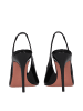 Amina Muaddi Schwarz Leder Stiletto Absatz Sandalen