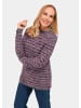 GOLDNER Kurzgröße:  Pullover Trageangenehmer Pullover, Strukturmix in schwarz / lila / stein / geringelt