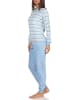 NORMANN Frottee Pyjama langarm Bündchen Streifen - 49892 in hellblau