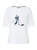 More & More stretchiges Baumwollshirt, Frontprint in white