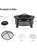 COSTWAY Feuerschale mit Grillrost in Schwarz