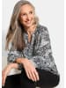 GOLDNER Kurzgröße:  Blusenshirt Florale Druckbluse mit V-Ausschnitt in schwarz / gemustert
