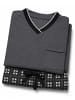 Moonline Pyjama mit karierter Hose in anthrazit-melange